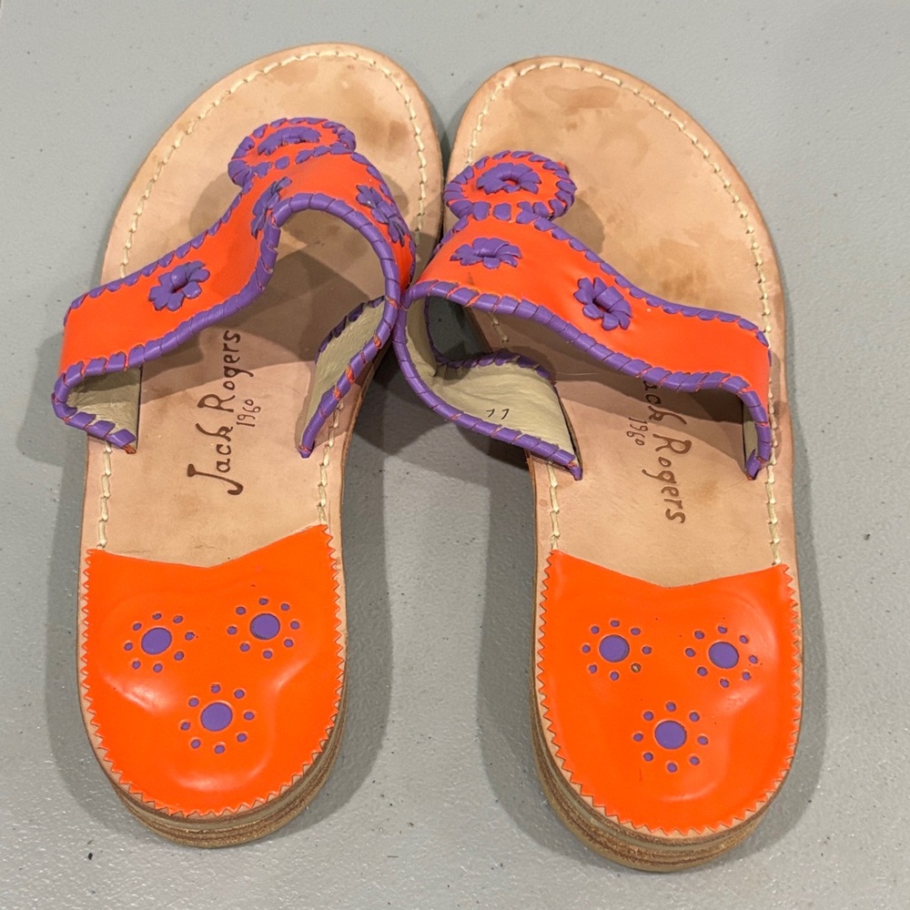Jack Rogers Vibrant Orange and Purple Sandals